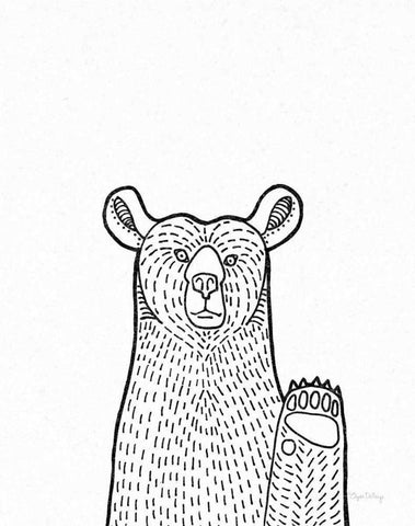 Forest Friends IV Black and White Bear White Modern Wood Framed Art Print with Double Matting by DeNeige, Elyse