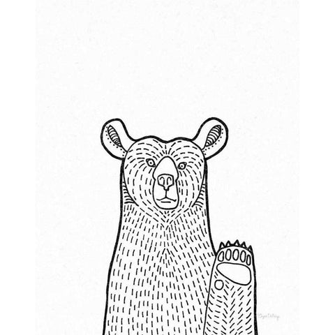 Forest Friends IV Black and White Bear Black Modern Wood Framed Art Print with Double Matting by DeNeige, Elyse