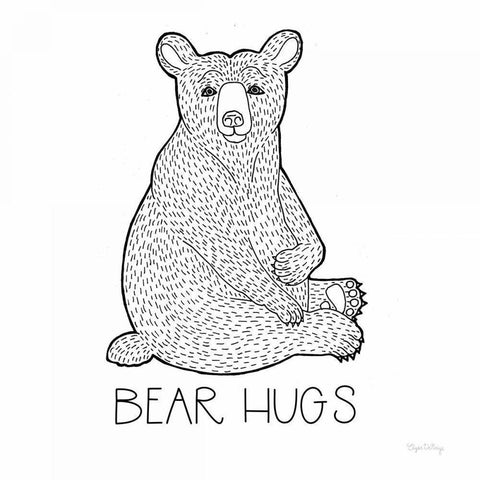 Color the Forest I Bear Hugs Black Modern Wood Framed Art Print by DeNeige, Elyse