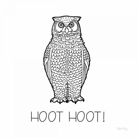 Color the Forest V Hoot Hoot Black Modern Wood Framed Art Print by DeNeige, Elyse