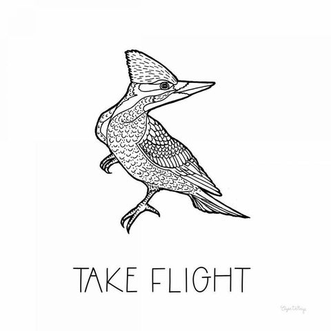 Color the Forest XII Take Flight Black Modern Wood Framed Art Print by DeNeige, Elyse