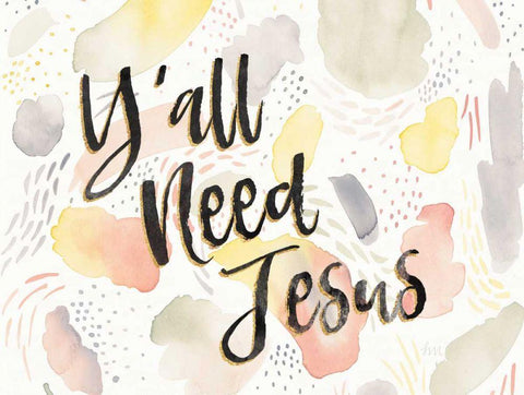 Meadow Breeze VII Yall Need Jesus White Modern Wood Framed Art Print with Double Matting by Marshall, Laura