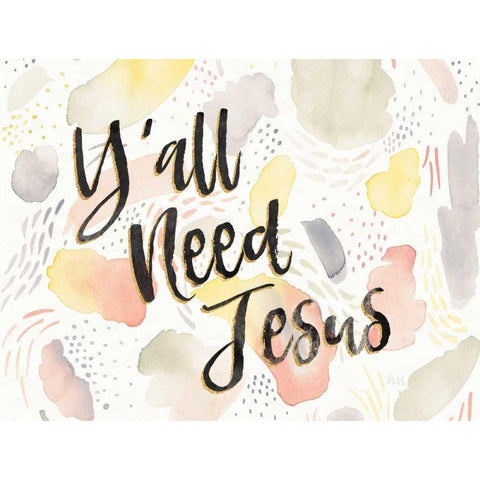 Meadow Breeze VII Yall Need Jesus White Modern Wood Framed Art Print by Marshall, Laura