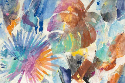 Palm Abstract White Modern Wood Framed Art Print with Double Matting by Hristova, Albena