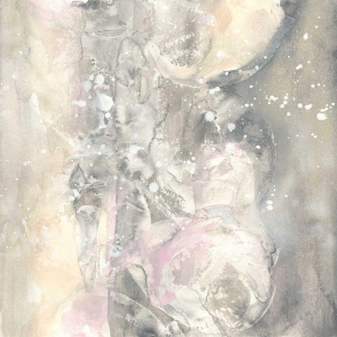 Blushing Snowflakes I Black Modern Wood Framed Art Print by Paschke, Chris