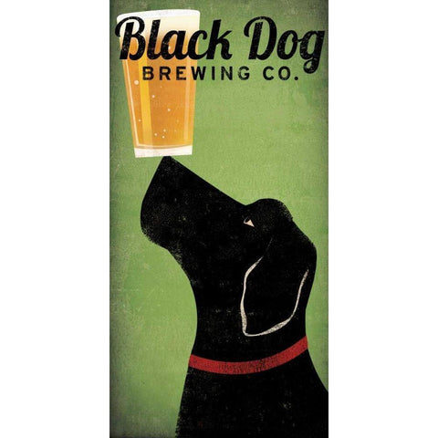 Black Dog Brewing Co on Green White Modern Wood Framed Art Print by Fowler, Ryan