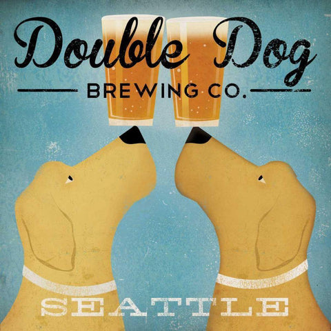 Double Dog Brewing Co Seattle Black Ornate Wood Framed Art Print with Double Matting by Fowler, Ryan