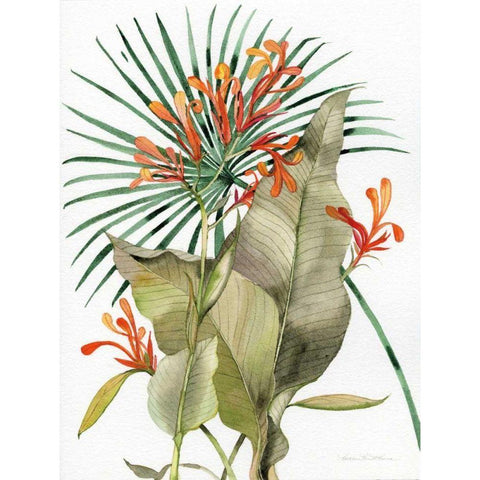 Botanical Flame Lilies Gold Ornate Wood Framed Art Print with Double Matting by McKenna, Kathleen Parr