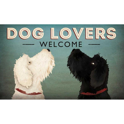 Doodle Dog Lovers Welcome White Modern Wood Framed Art Print by Fowler, Ryan