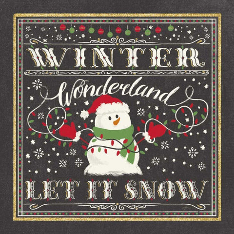 Winter Wonderland III-Let It Snow Black Ornate Wood Framed Art Print with Double Matting by Penner, Janelle