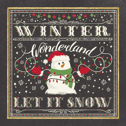 Winter Wonderland III-Let It Snow Gold Ornate Wood Framed Art Print with Double Matting by Penner, Janelle