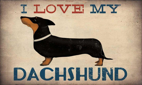 Dachshund Longboards - Love v1 Black Ornate Wood Framed Art Print with Double Matting by Fowler, Ryan