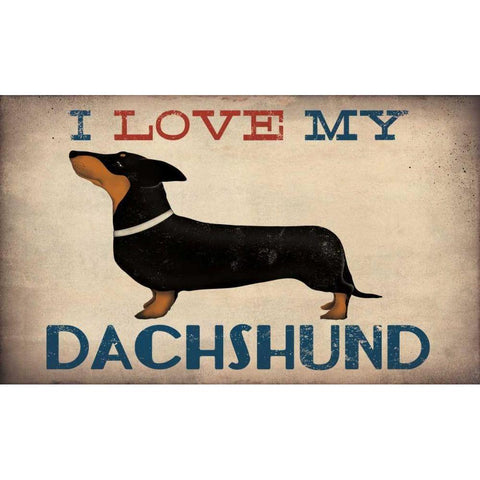 Dachshund Longboards - Love v1 Black Modern Wood Framed Art Print with Double Matting by Fowler, Ryan