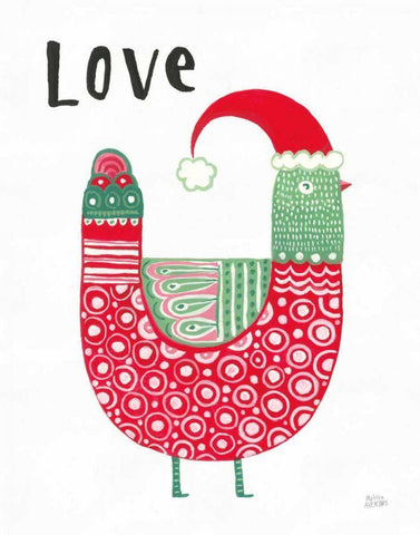 Christmas Tweets I White Modern Wood Framed Art Print with Double Matting by Averinos, Melissa