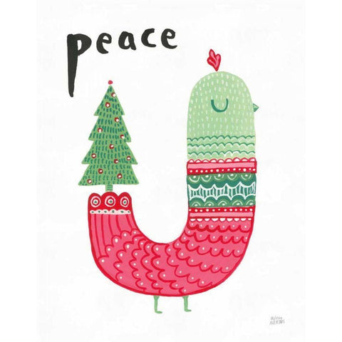 Christmas Tweets III White Modern Wood Framed Art Print by Averinos, Melissa