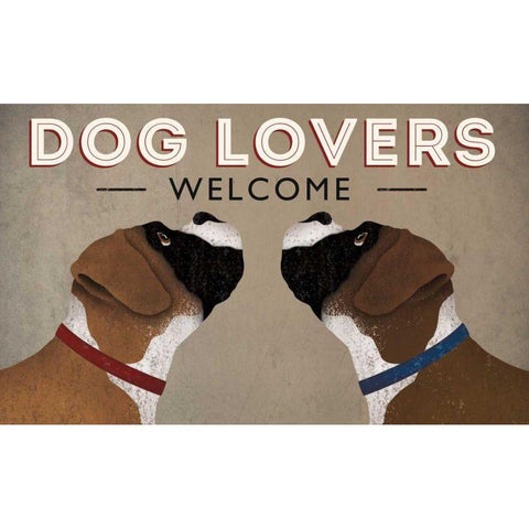 Boxer - Dog Lovers Welcome White Modern Wood Framed Art Print by Fowler, Ryan