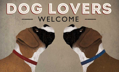 Boxer - Dog Lovers Welcome Black Ornate Wood Framed Art Print with Double Matting by Fowler, Ryan