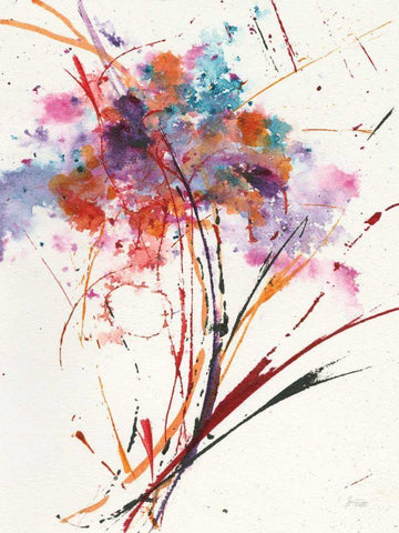 Floral Explosion I White Modern Wood Framed Art Print with Double Matting by Griggs, Jan