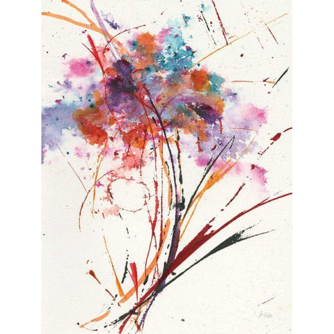 Floral Explosion I Black Modern Wood Framed Art Print with Double Matting by Griggs, Jan