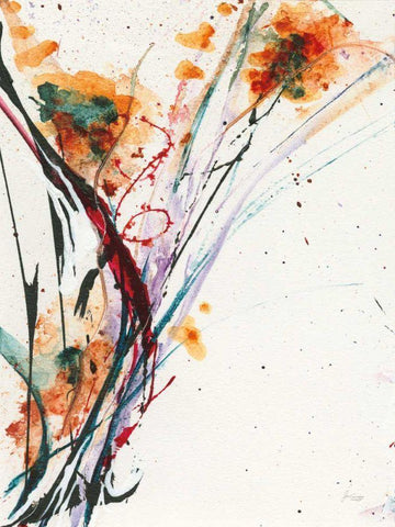 Floral Explosion II Black Ornate Wood Framed Art Print with Double Matting by Griggs, Jan