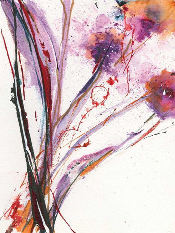 Floral Explosion III White Modern Wood Framed Art Print with Double Matting by Griggs, Jan