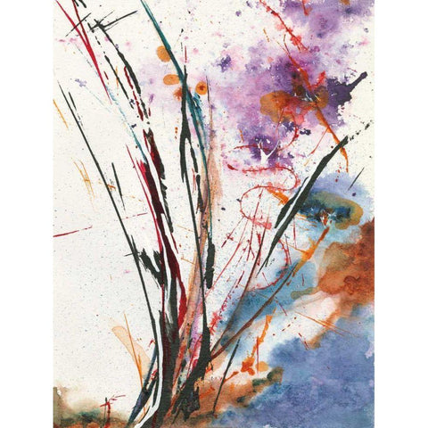 Floral Explosion IV Black Modern Wood Framed Art Print with Double Matting by Griggs, Jan