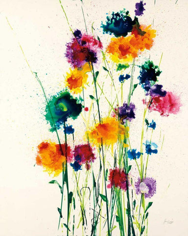 New Blooms White Modern Wood Framed Art Print with Double Matting by Griggs, Jan