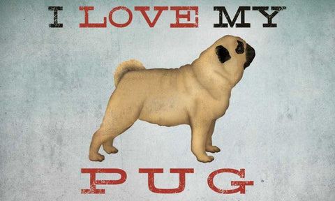 I Love My Pug I Black Ornate Wood Framed Art Print with Double Matting by Fowler, Ryan