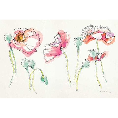 Pink Somniferums Bright White Modern Wood Framed Art Print by Novak, Shirley