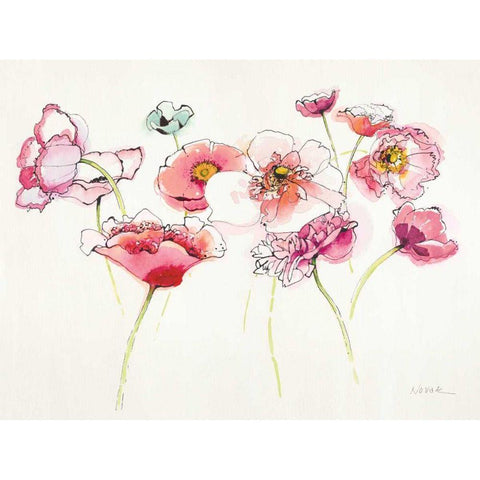 Pink Somniferums Bright II White Modern Wood Framed Art Print by Novak, Shirley