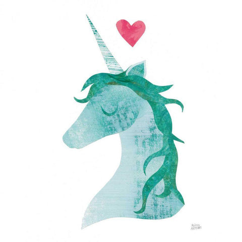 Unicorn Magic II Heart Sq White Modern Wood Framed Art Print with Double Matting by Averinos, Melissa