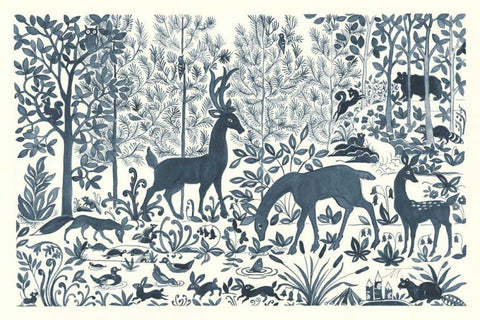 Forest Life I Black Ornate Wood Framed Art Print with Double Matting by Thomas, Miranda