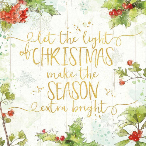 Christmas Sentiments II Gold on Wood Black Modern Wood Framed Art Print with Double Matting by Pertiet, Katie