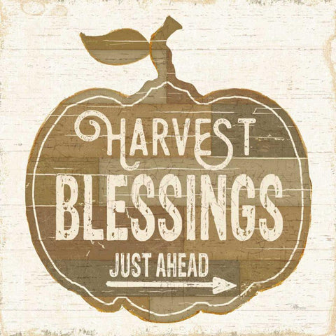 Harvest Blessings Just Ahead Gold Ornate Wood Framed Art Print with Double Matting by Pela Studio