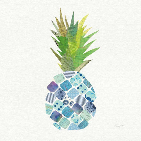 Tropical Fun Pineapple II White Modern Wood Framed Art Print with Double Matting by Prahl, Courtney