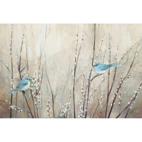 Pretty Birds Neutral Gold Ornate Wood Framed Art Print with Double Matting by Purinton, Julia