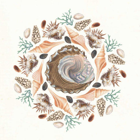 Ocean Mandala IV Black Modern Wood Framed Art Print by Wild Apple Portfolio