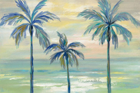 Marine Layer Palms White Modern Wood Framed Art Print with Double Matting by Vassileva, Silvia