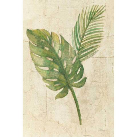 Tropical Leaves Neutral White Modern Wood Framed Art Print by Hristova, Albena