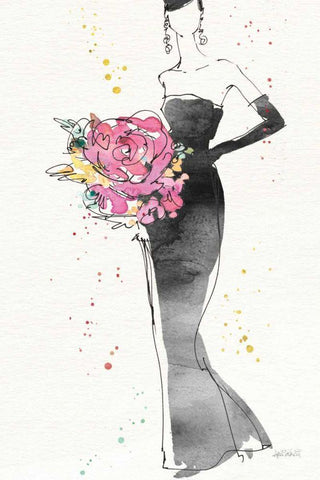 Floral Fashion III v2 White Modern Wood Framed Art Print with Double Matting by Tavoletti, Anne