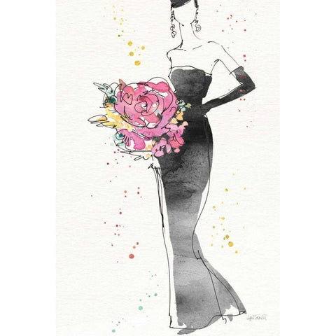 Floral Fashion III v2 Black Modern Wood Framed Art Print with Double Matting by Tavoletti, Anne