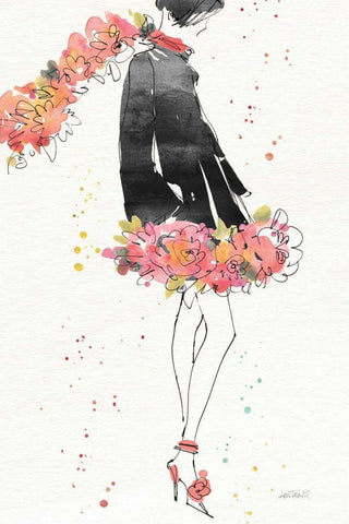 Floral Fashion IV v2 Black Ornate Wood Framed Art Print with Double Matting by Tavoletti, Anne