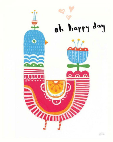 Blossom Birds I White Modern Wood Framed Art Print with Double Matting by Averinos, Melissa