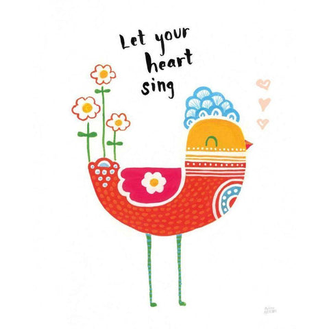 Blossom Birds III White Modern Wood Framed Art Print by Averinos, Melissa