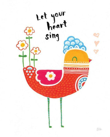 Blossom Birds III White Modern Wood Framed Art Print with Double Matting by Averinos, Melissa