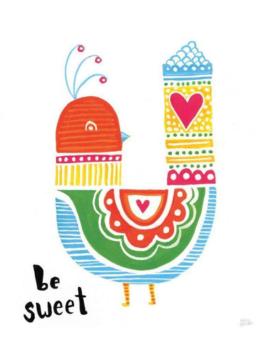 Blossom Birds IV White Modern Wood Framed Art Print with Double Matting by Averinos, Melissa