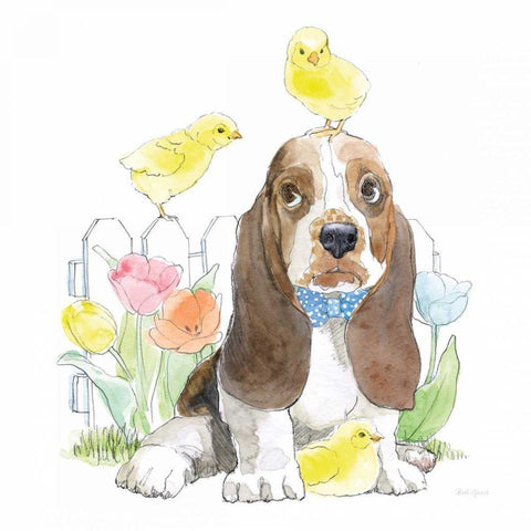 Easter Pups V White Modern Wood Framed Art Print by Grove, Beth