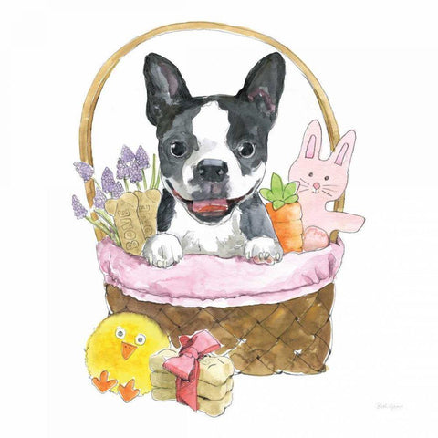 Easter Pups VII White Modern Wood Framed Art Print by Grove, Beth
