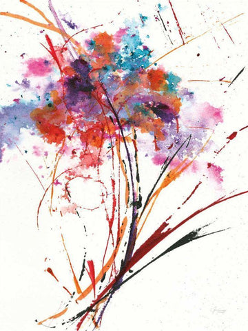 Floral Explosion I on White White Modern Wood Framed Art Print with Double Matting by Griggs, Jan