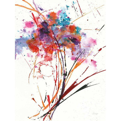 Floral Explosion I on White Black Modern Wood Framed Art Print by Griggs, Jan